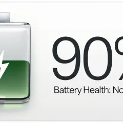 Ikona baterii z błyskawicą i napisem "90% Battery Health: Normal". Dowiedz się, jak sprawdzić kondycję baterii.