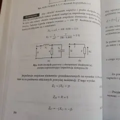 Rysunek 11.19a pokazuje dwójnik RLC, a 11.19b jego zastępczą impedancję. Obliczono reaktancje, by poznać impedancję.