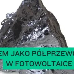 Kryształ krzemu, kluczowy półprzewodnik w fotowoltaice, lśni na białym tle.