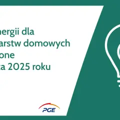 Grafika z żarówką i liściem, tekst: Ceny energii dla gospodarstw domowych zamrożone do końca 2025 roku.