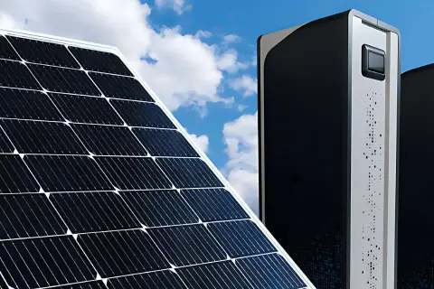Panel słoneczny i nowoczesne magazyny energii, które dzięki niskiej rezystywności materiałów zapewniają efektywne gromadzenie prądu.