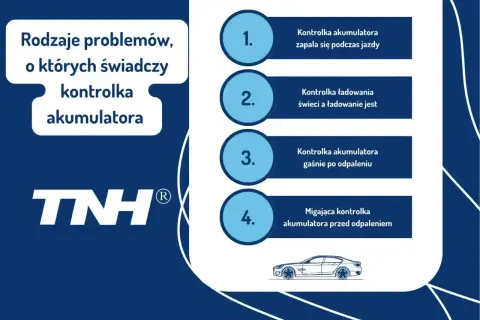 Rodzaje problemów z akumulatorem: kontrolka zapala się podczas jazdy, świeci, gaśnie po odpaleniu lub miga przed odpaleniem.