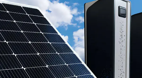 Panel słoneczny i nowoczesne magazyny energii, które dzięki niskiej rezystywności materiałów zapewniają efektywne gromadzenie prądu.